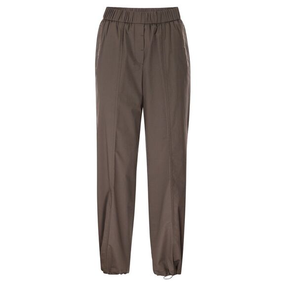 Peserico Women Loose-Fitting Stretch Cotton Trousers With Elasticated Waistband